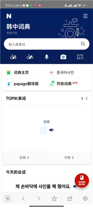 韩国naver词典截图