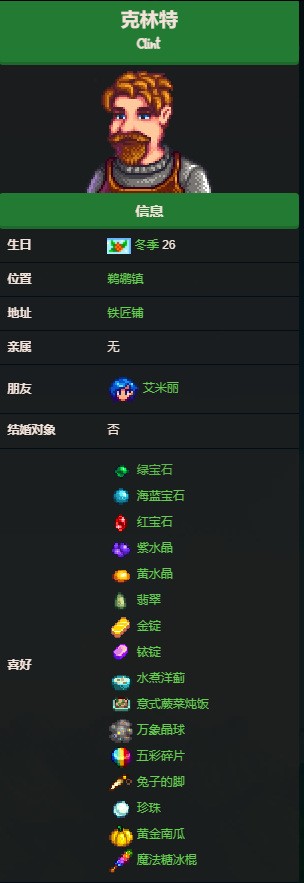 星露谷物语克林特行动路线怎么走？